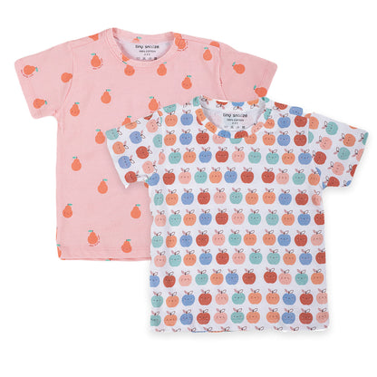 Kids Cotton Tshirt- Pears & Apples- Pack of 2