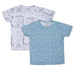 Kids Cotton Tshirt- Grey Animals & Grey Sky- Pack of 2