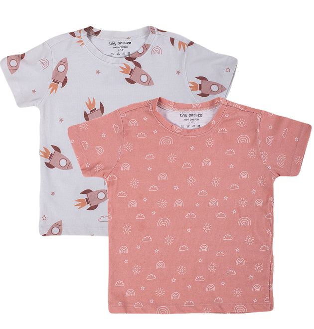 Kids Cotton Tshirt- Space & Magical Sky- Pack of 2