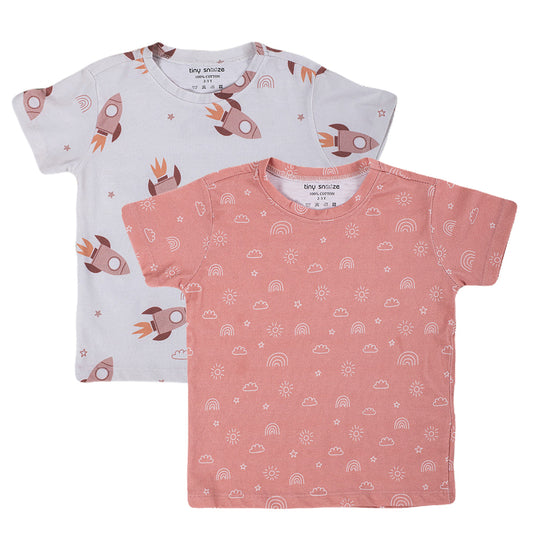 Kids Cotton Tshirt- Space & Magical Sky- Pack of 2