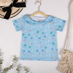 Girls Cotton Half-Sleeve Top- Underwater