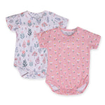 Cotton Bodysuits- Pastel Leaves & Dandelions- Pack of 2