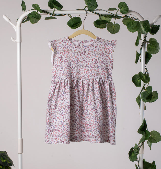 Girls Cotton Frock- Blossom & Purple Hearts- Pack of 2