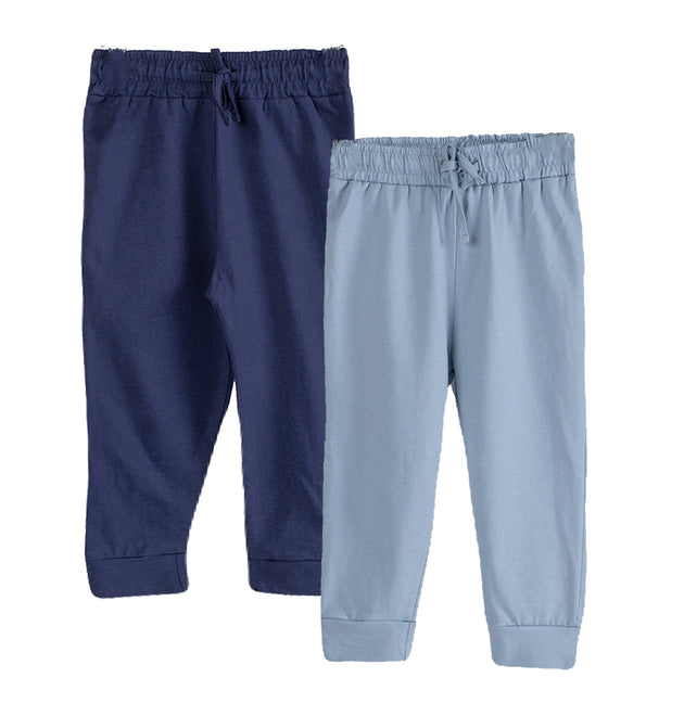 Boys Cotton Joggers- Navy Blue & Powder Blue- Pack of 2