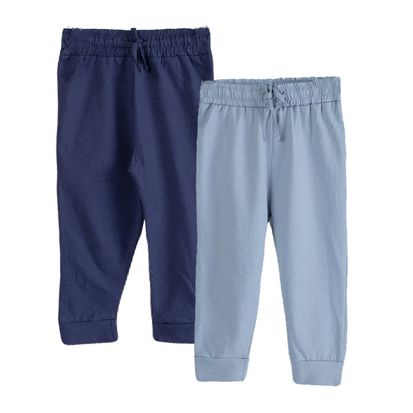 Boys Cotton Joggers- Navy Blue & Powder Blue- Pack of 2