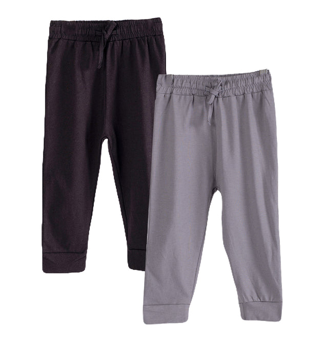 Boys Cotton Joggers- Black & Grey- Pack of 2