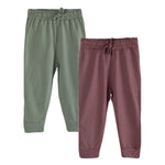 Boys Cotton Joggers- Olive Green & Brown- Pack of 2