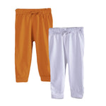 Boys Cotton Joggers- Rust Orange & White- Pack of 2