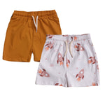 Boys Shorts- Space & Solid Rust Orange- Pack of 2
