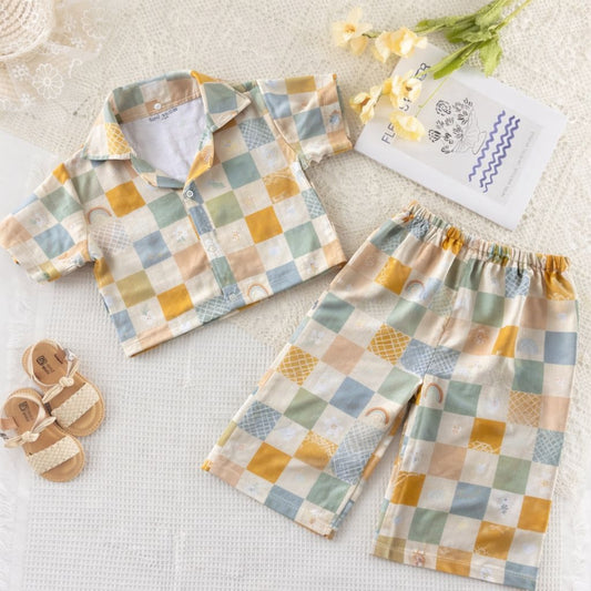 Girls Co-Ord Set with Pants- Boho Checks