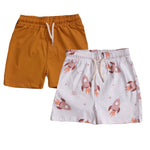 Boys Shorts- Space & Solid Rust Orange- Pack of 2