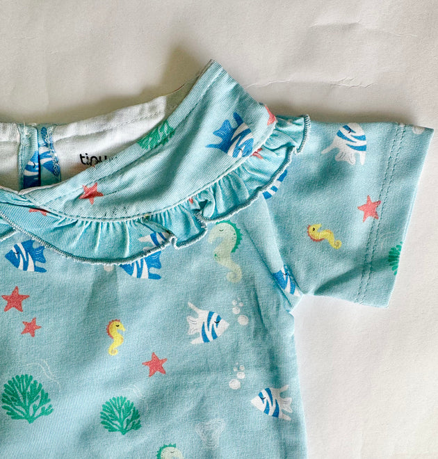 Girls Cotton Half-Sleeve Top- Underwater