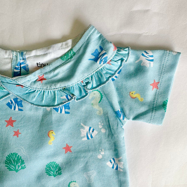 Girls Cotton Half-Sleeve Top- Underwater