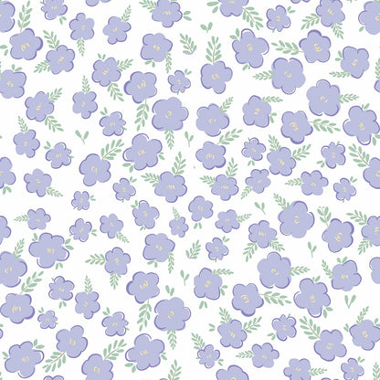 Cotton Bodysuits- Green & Purple Flowers- Pack of 2