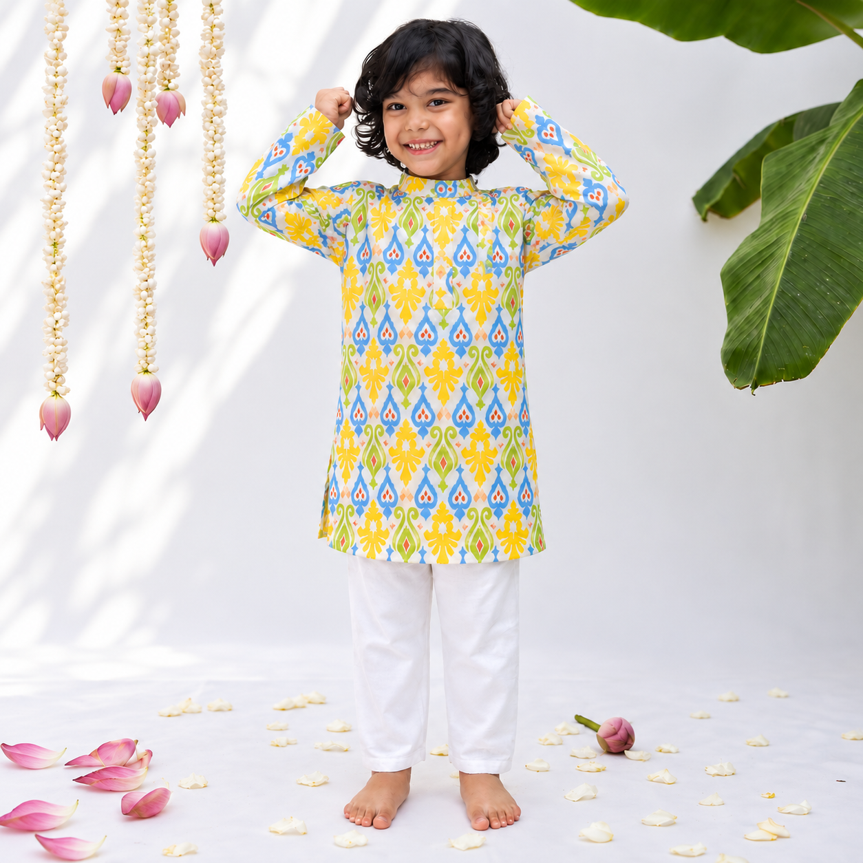 Boys Kurta Set- Colorful Ikkat