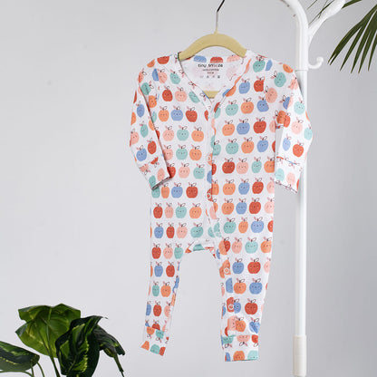 Cotton Sleepsuits- Pears & Apples- Pack of 2