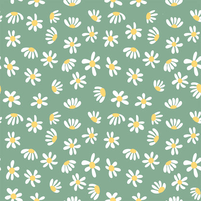 Girls Cotton Full-Sleeve Top- Green Flowers