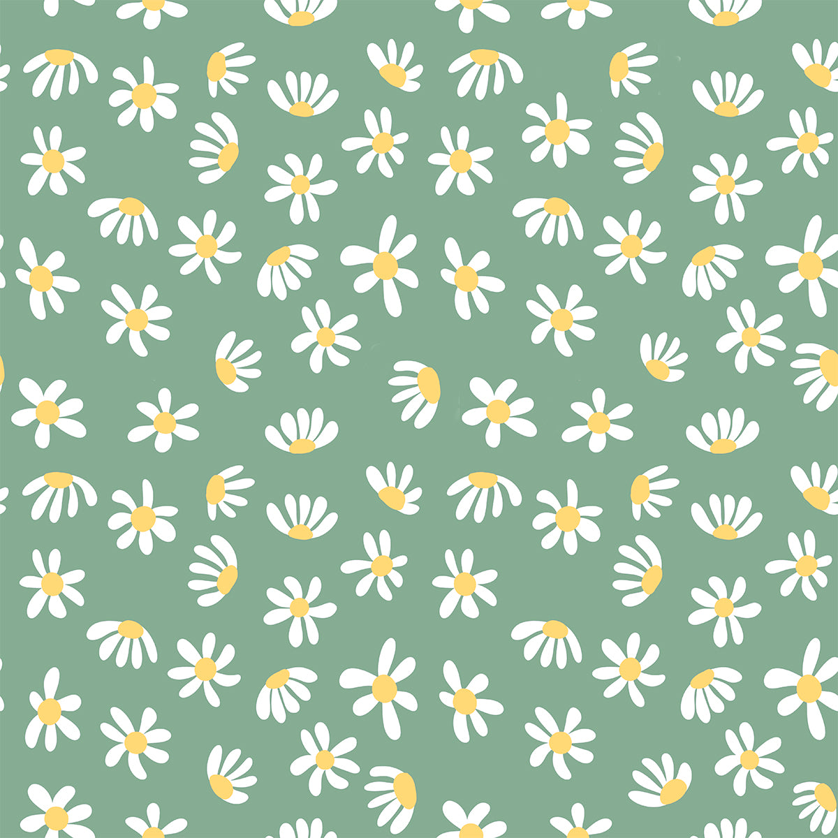 Cotton Sleepsuit- Green Flowers