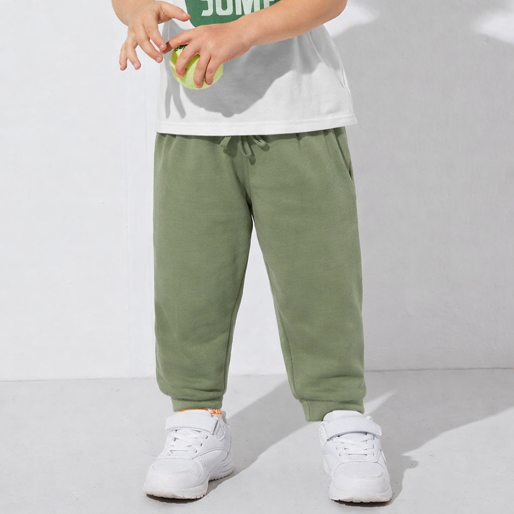 Boys Cotton Joggers- Olive Green