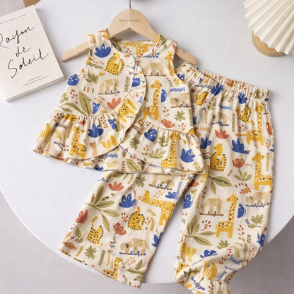 Girls Co-Ord Set with Pants- Wildlife