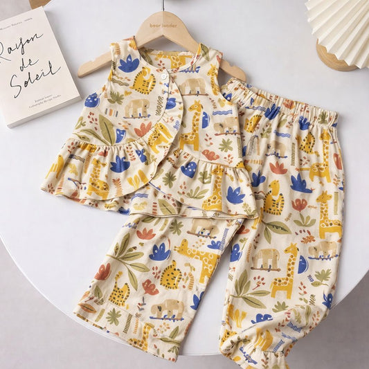 Girls Co-Ord Set with Pants- Wildlife