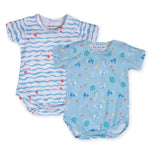 Cotton Bodysuits- Waves & Underwater- Pack of 2