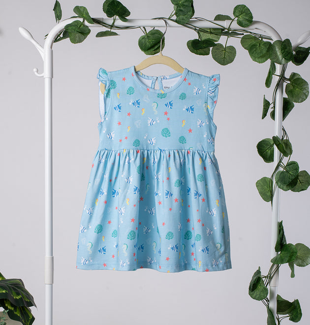 Girls Cotton Frock- Waves & Underwater- Pack of 2