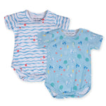 Cotton Bodysuits- Waves & Underwater- Pack of 2
