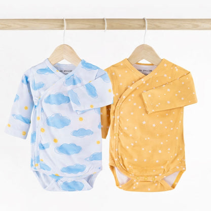 Kimono Bodysuits- Sun Clouds & Yellow Sky- Pack of 2