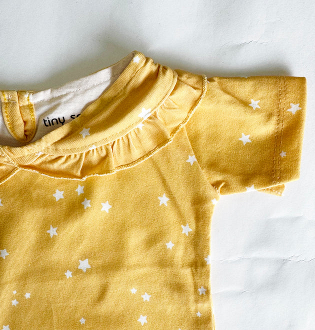 Girls Cotton Half-Sleeve Top- Yellow Sky