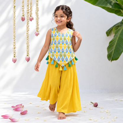 Girls Palazzo Set- Colorful Ikkat