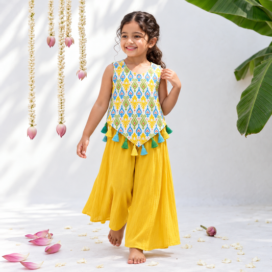 Girls Palazzo Set- Colorful Ikkat