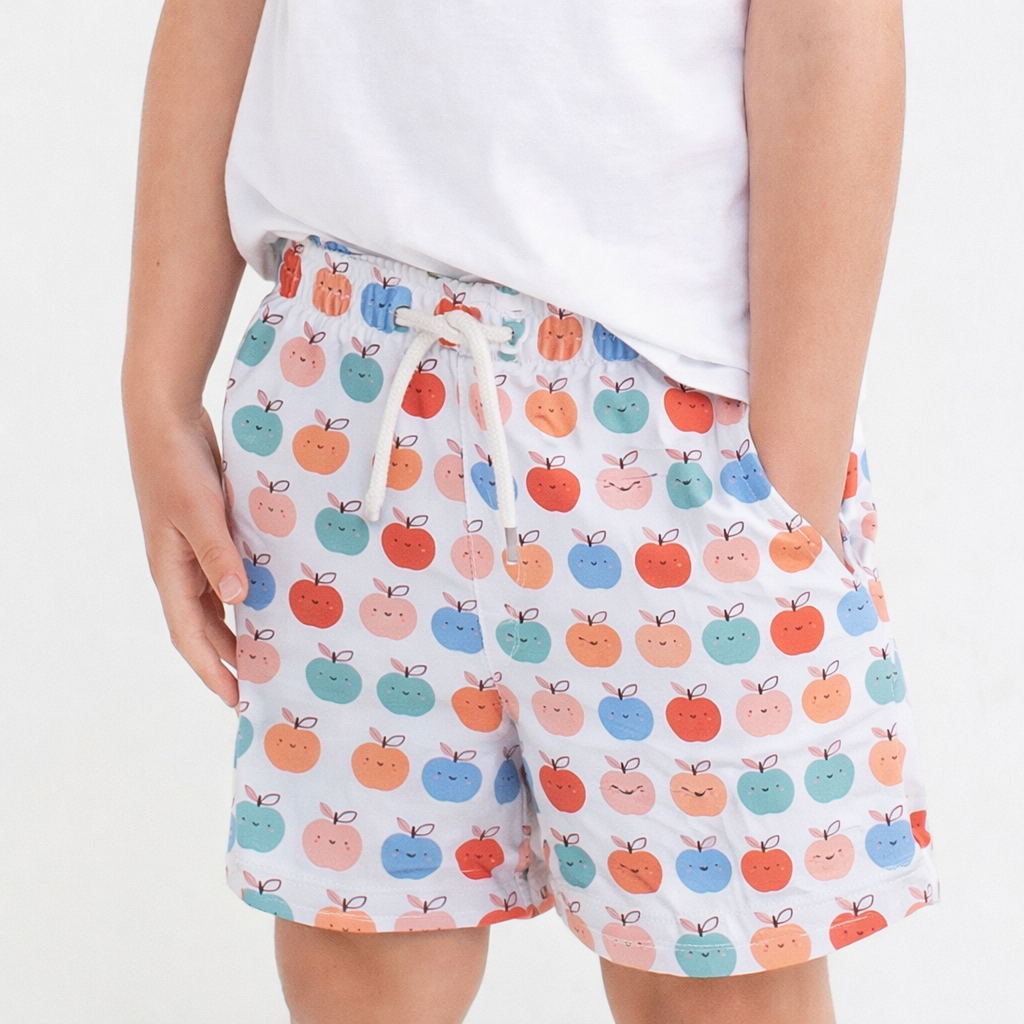 Boys Shorts- Apples & Solid Black- Pack of 2
