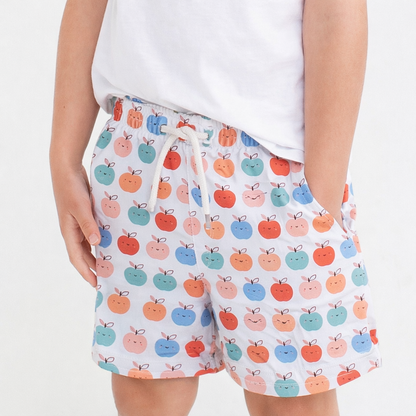 Boys Shorts- Apples & Solid Black- Pack of 2
