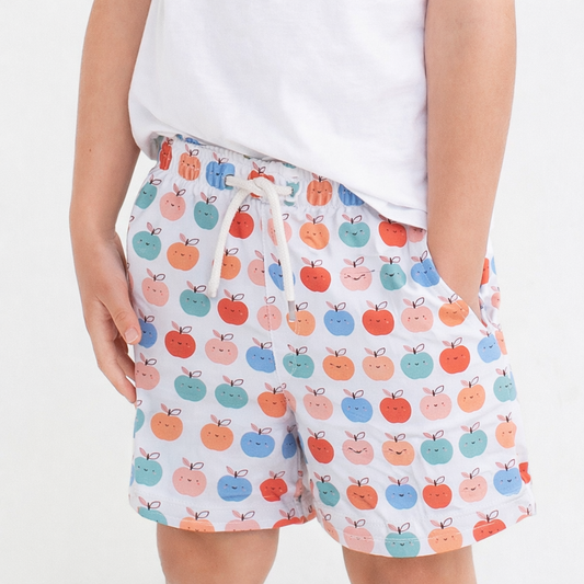 Boys Shorts- Apples & Solid Black- Pack of 2