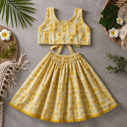 Girls Lehenga Set- Marigold