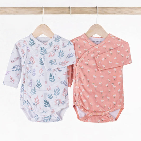 Kimono Bodysuits- Pastel Leaves & Dandelions- Pack of 2