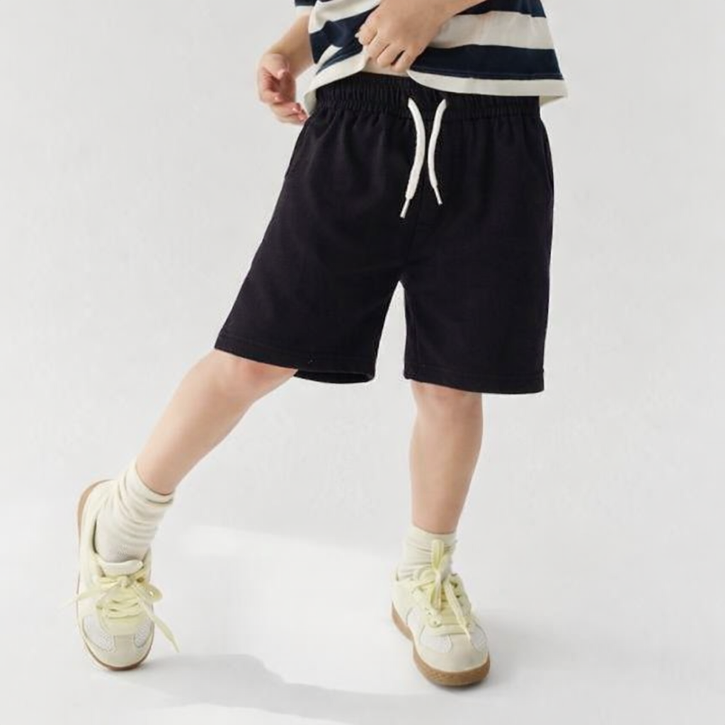 Boys Shorts- Apples & Solid Black- Pack of 2