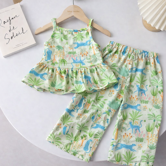 Girls Co-Ord Set with Pants- Jungle