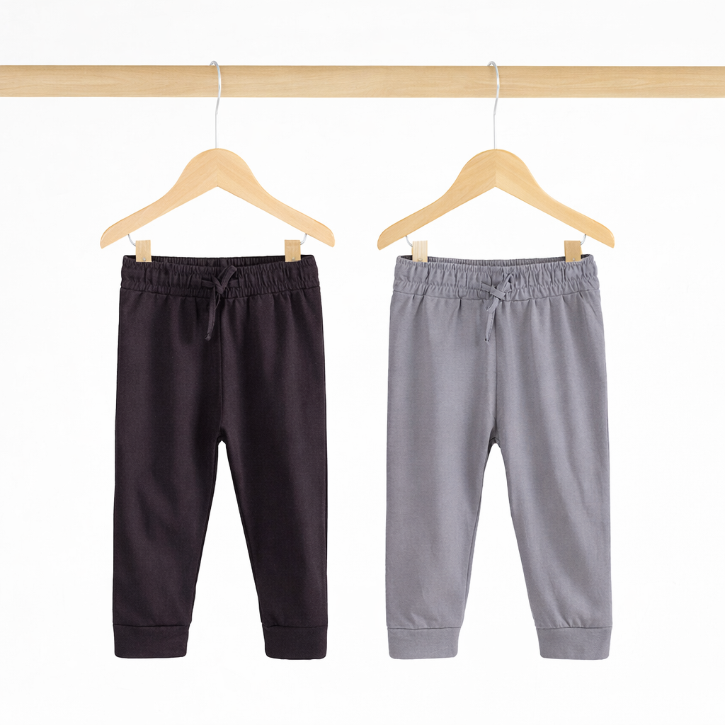 Boys Cotton Joggers- Black & Grey- Pack of 2
