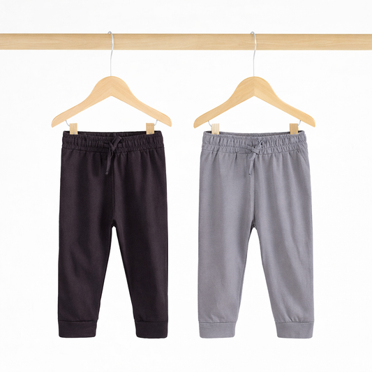 Boys Cotton Joggers- Black & Grey- Pack of 2