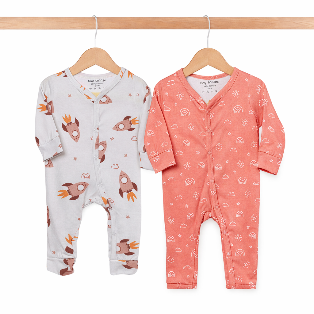 Cotton Sleepsuits- Space & Magical Sky- Pack of 2