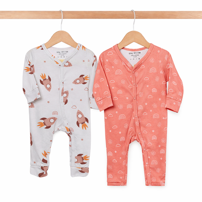 Cotton Sleepsuits- Space & Magical Sky- Pack of 2