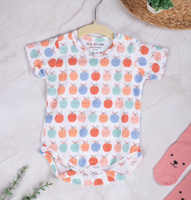 Cotton Bodysuits- Pears & Apples- Pack of 2