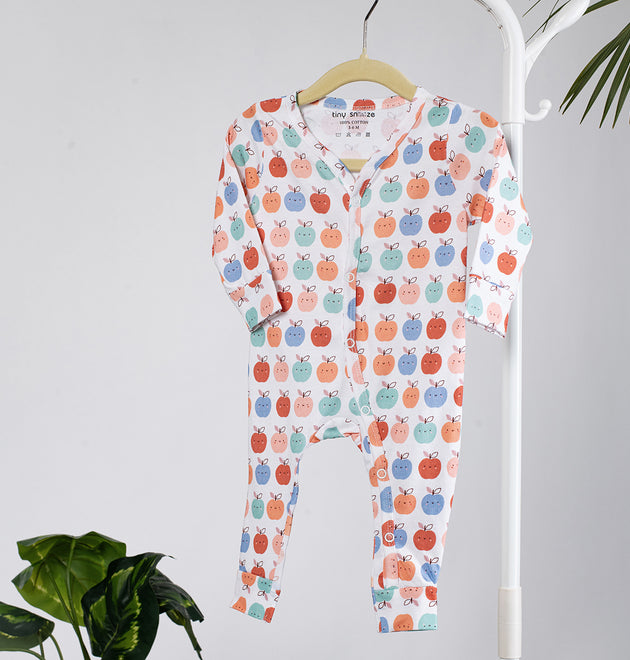 Cotton Sleepsuits- Pears & Apples- Pack of 2