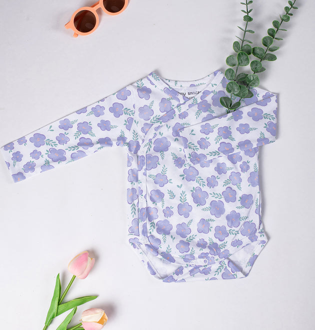 Kimono Bodysuits- Green & Purple Flowers- Pack of 2