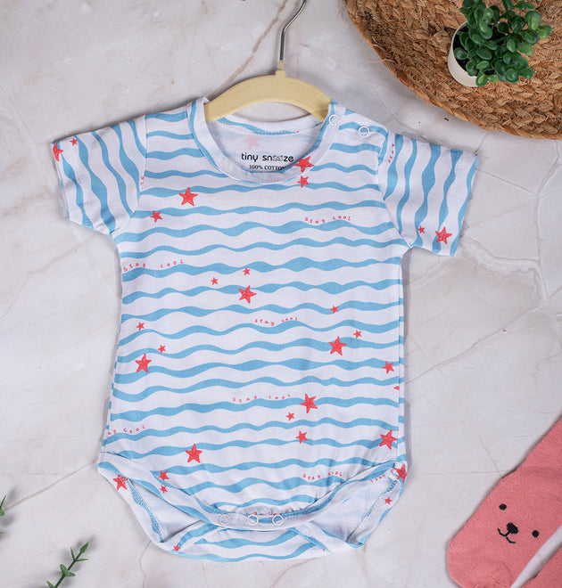 Cotton Bodysuits- Waves & Underwater- Pack of 2