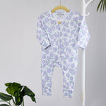 Cotton Sleepsuits- Green & Purple Flowers- Pack of 2
