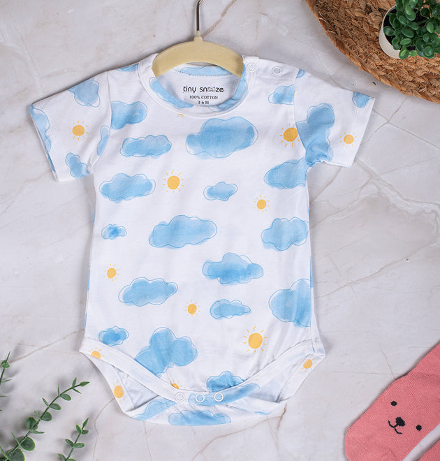 Cotton Bodysuits- Sun Clouds & Yellow Sky- Pack of 2