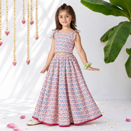 Girls Lehenga Set- Tulips